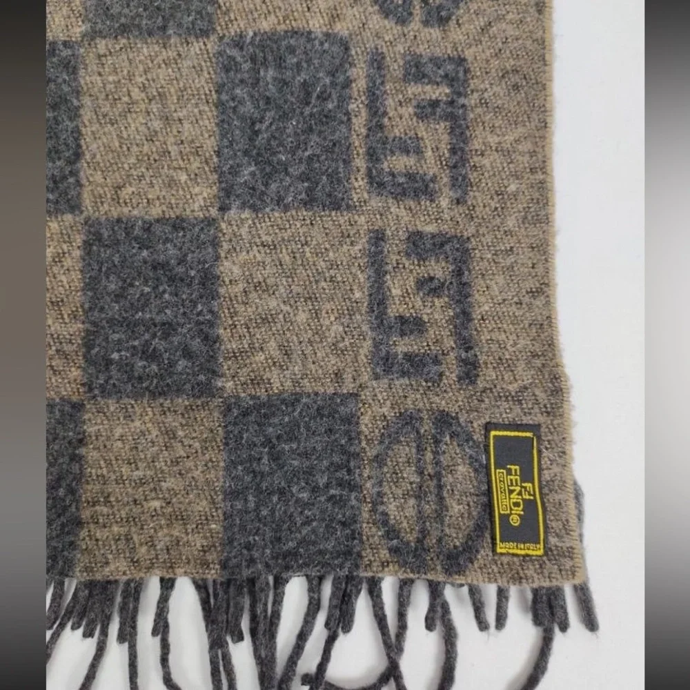 100% Authentic Fendi Men's Black and Brown Logo Scarf